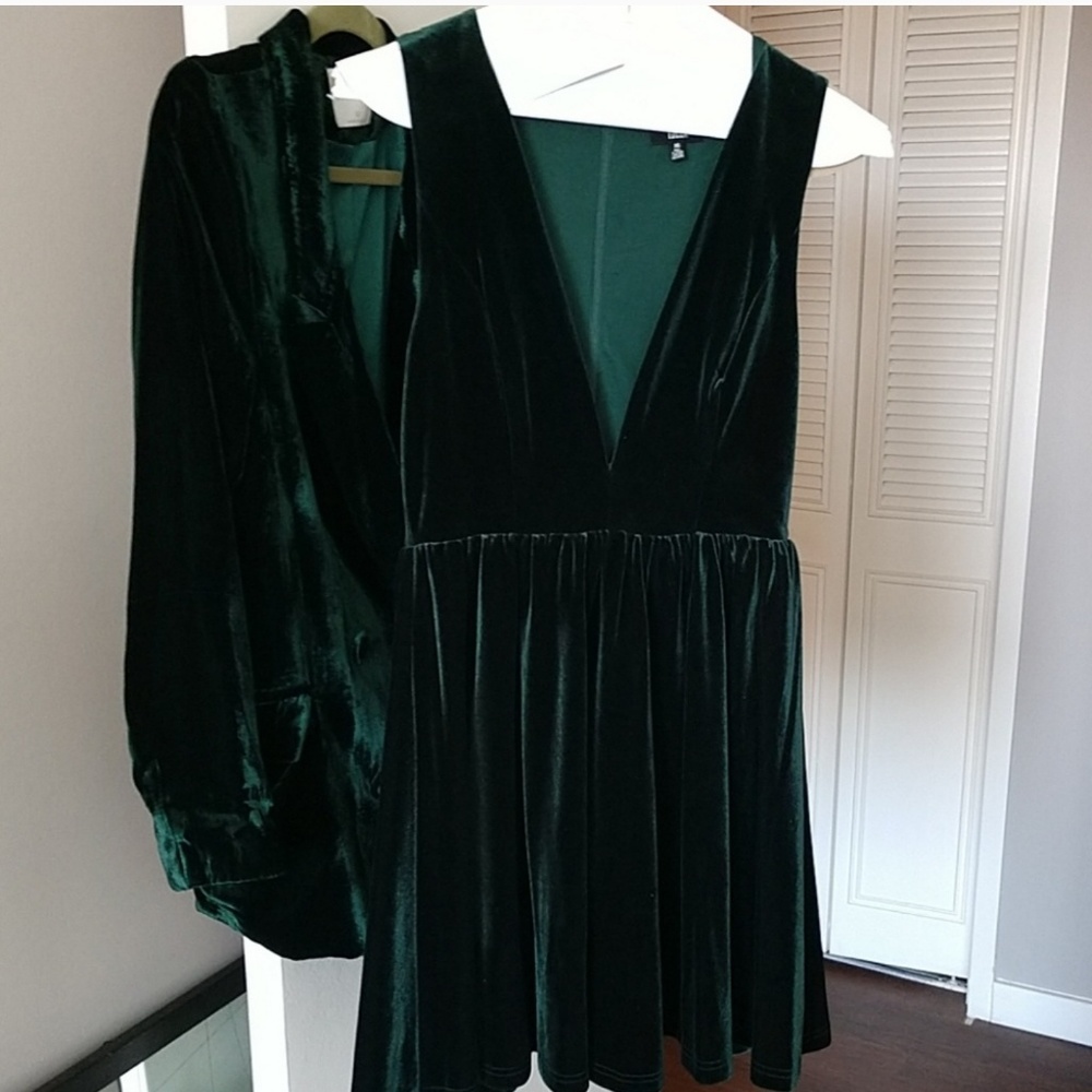 Urban outfitters velvet deep V neck party dress